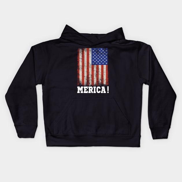 Merica 4th of July Vintage USA Flag Kids Hoodie by followthesoul